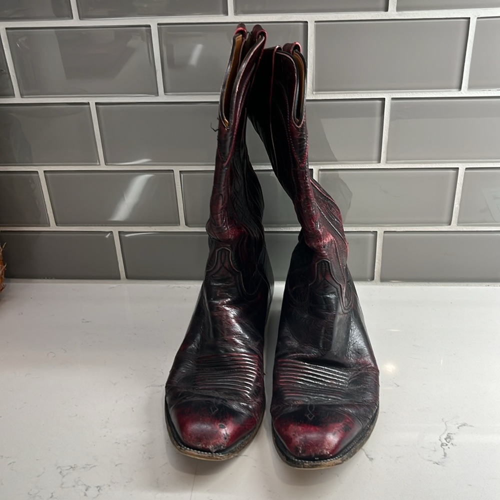 Lucchese Black Cherry Cowboy Boots - Picture 2 of 12